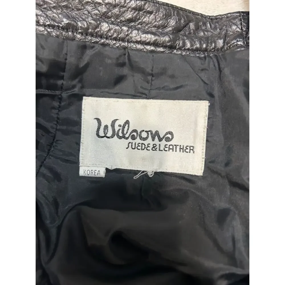 WILSONS Black Genuine Leather Luxe Snake Reptile Textured Skirt Vintage MEDIUM